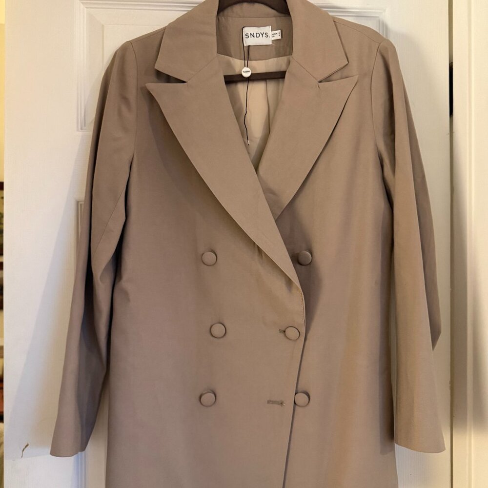 SNDYS Taupe Double Breasted Blazer | US 4 | Neutral Tailored Jacket